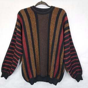 Vtg St Croix Knits Sweater Men's M Striped Wool 3-D Knit Classic Grandpa Hip Hop